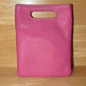 Pink Saffiano Leather Mini Tote With Key Strap